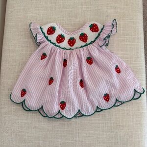 The Smocked Flamingo - Strawberry Bloomer Set